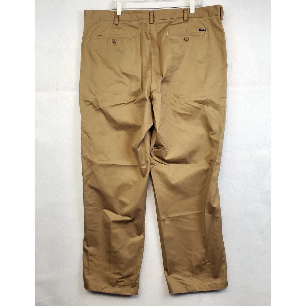 IZOD American Chino Khaki Tan Classic Fit 100% Cotton Men's Size 42x32